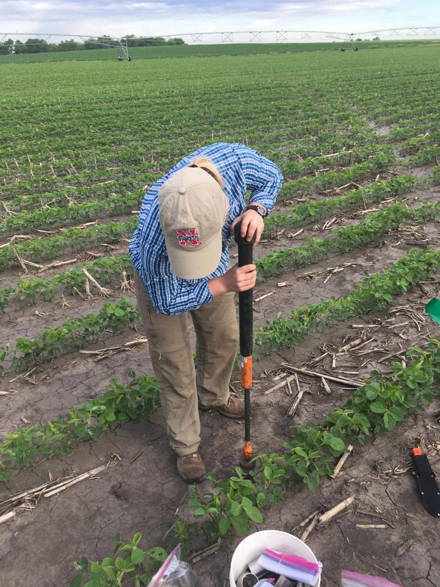 Spring soil sampling of bulk density cores at the irrigated site at the Eastern Nebraska Research and Extension Center near Mead, NE. 