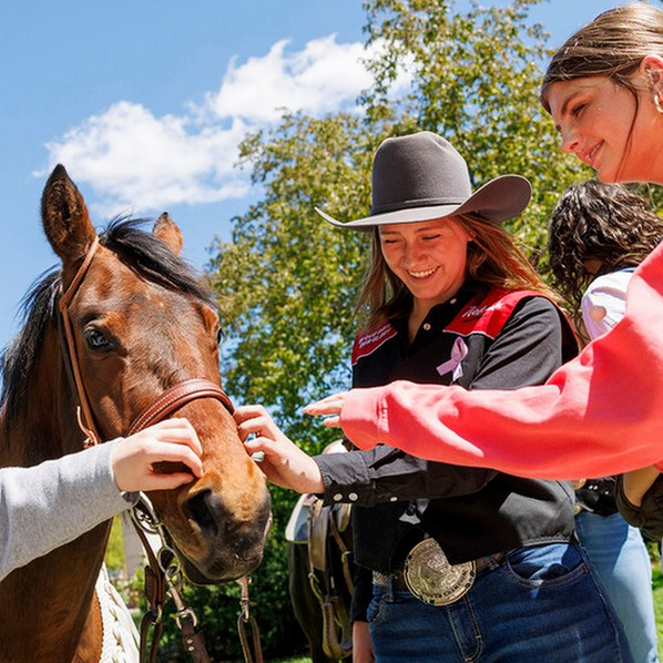 The unl rodeo team took on City Campus last week to promote their annual college rodeo held at the sandhills global event center. Students had the opportunity to interact with team members and their horses during the promotional event.