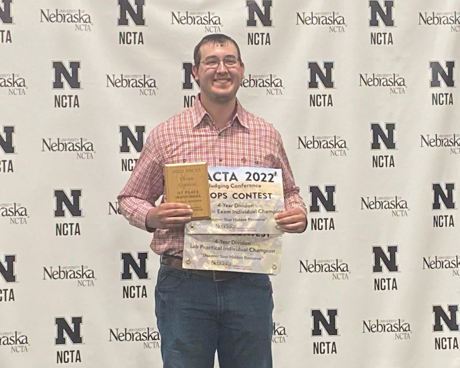 Korbin Kudera made Husker history and became the first Nebraska agronomy student to earn first-place individual overall in both the crops contest and the precision agriculture contest.
 