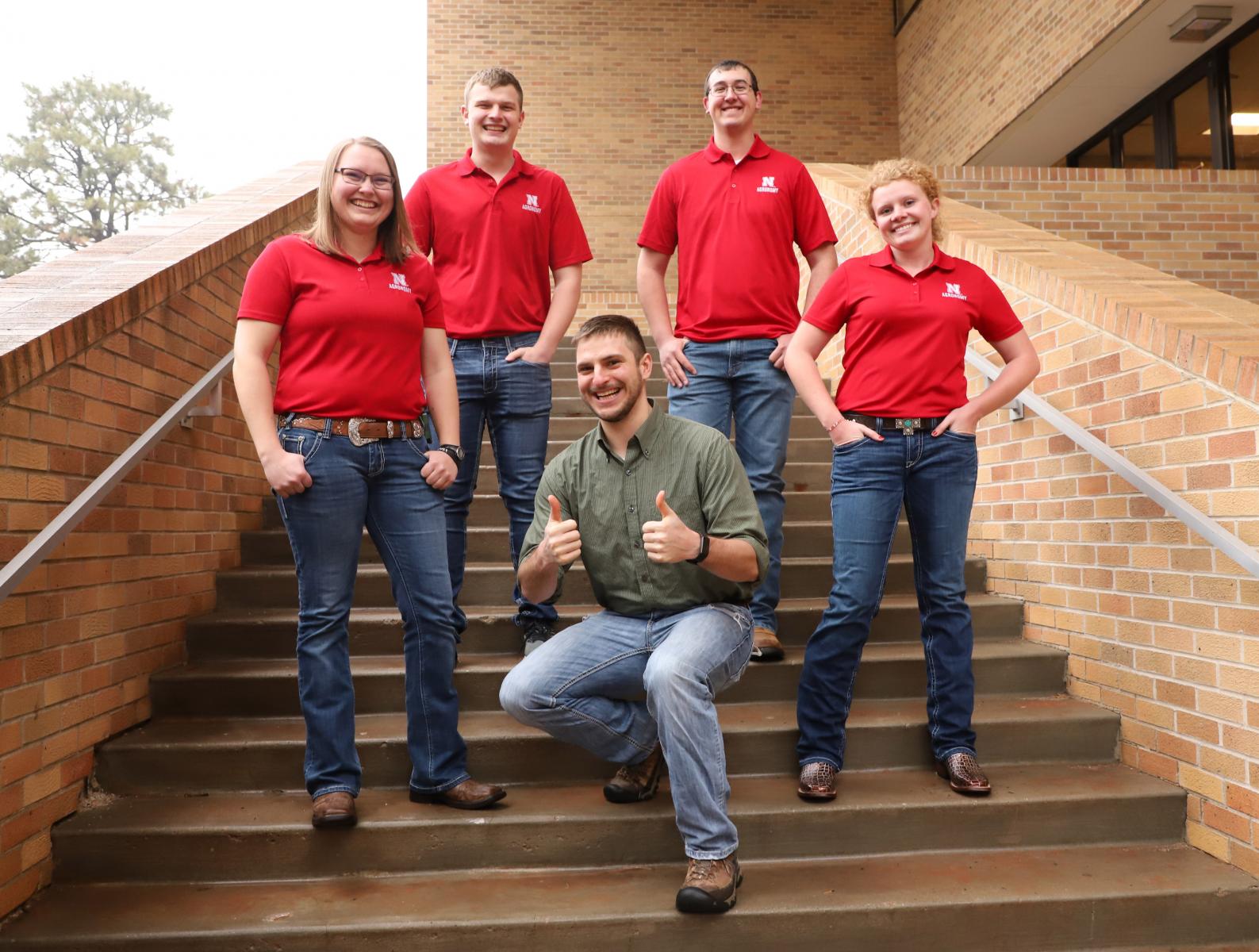 Members of Crops Judging Team and coach Adam Striegel