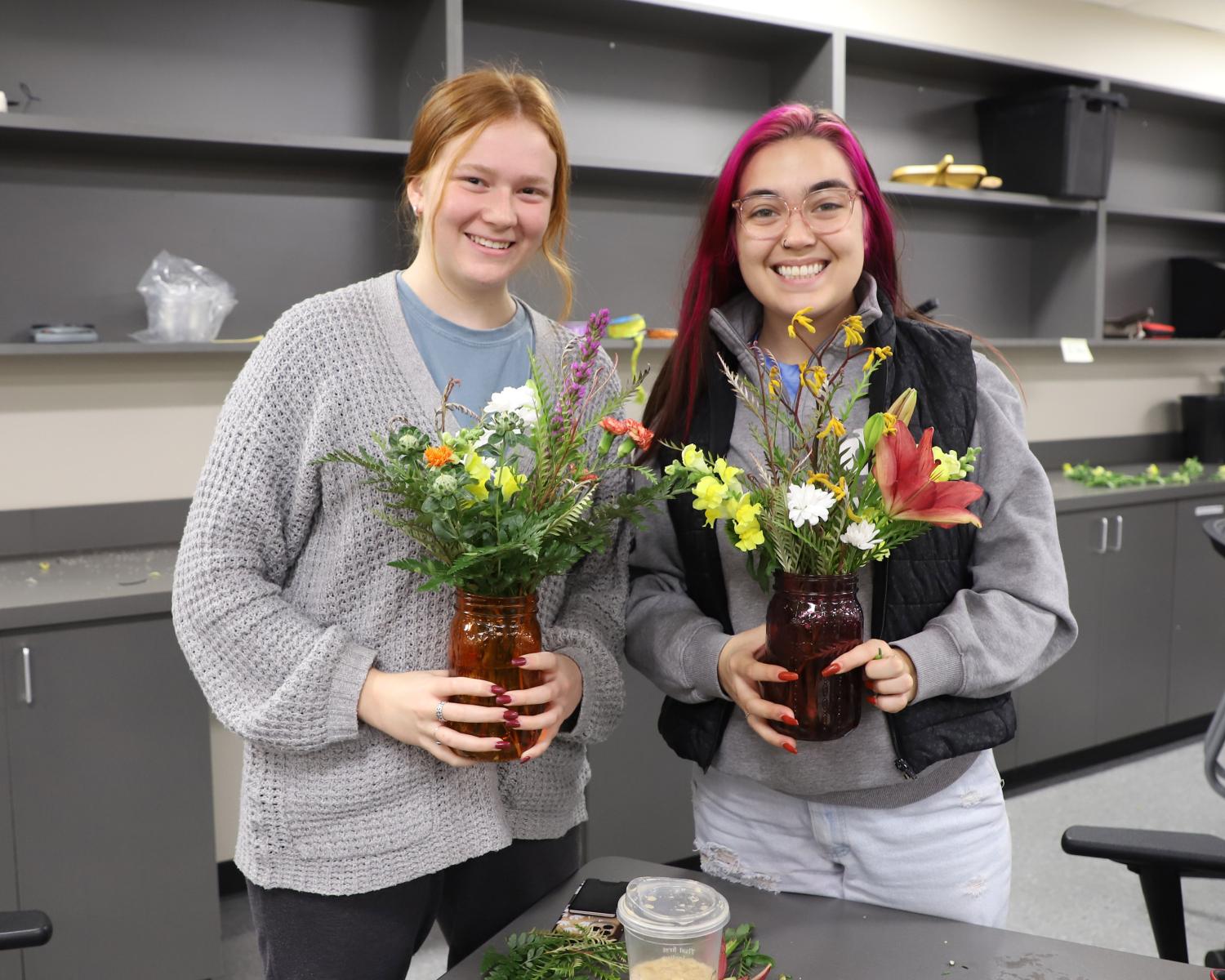  Sophia Merritt, left, and Macey Wooldrik, junior Plant and Landscape Systems majors