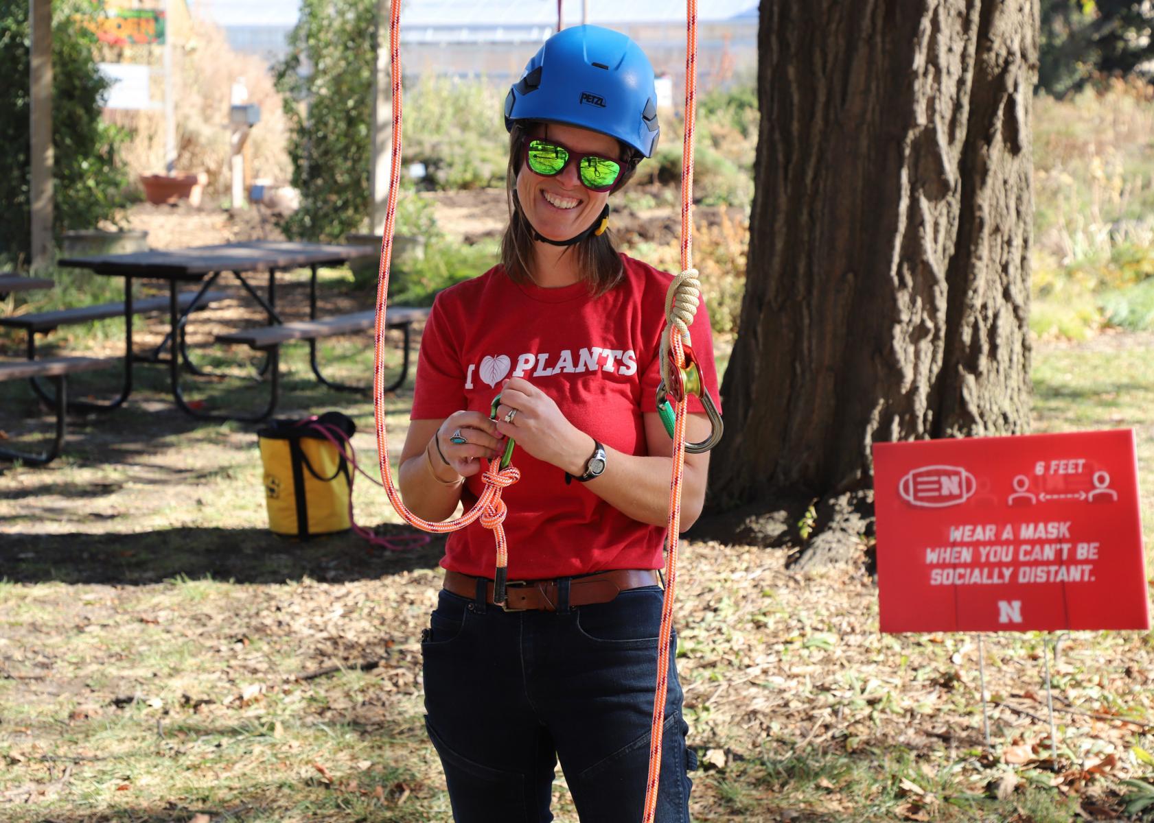 Ann Powers ready to climb tree