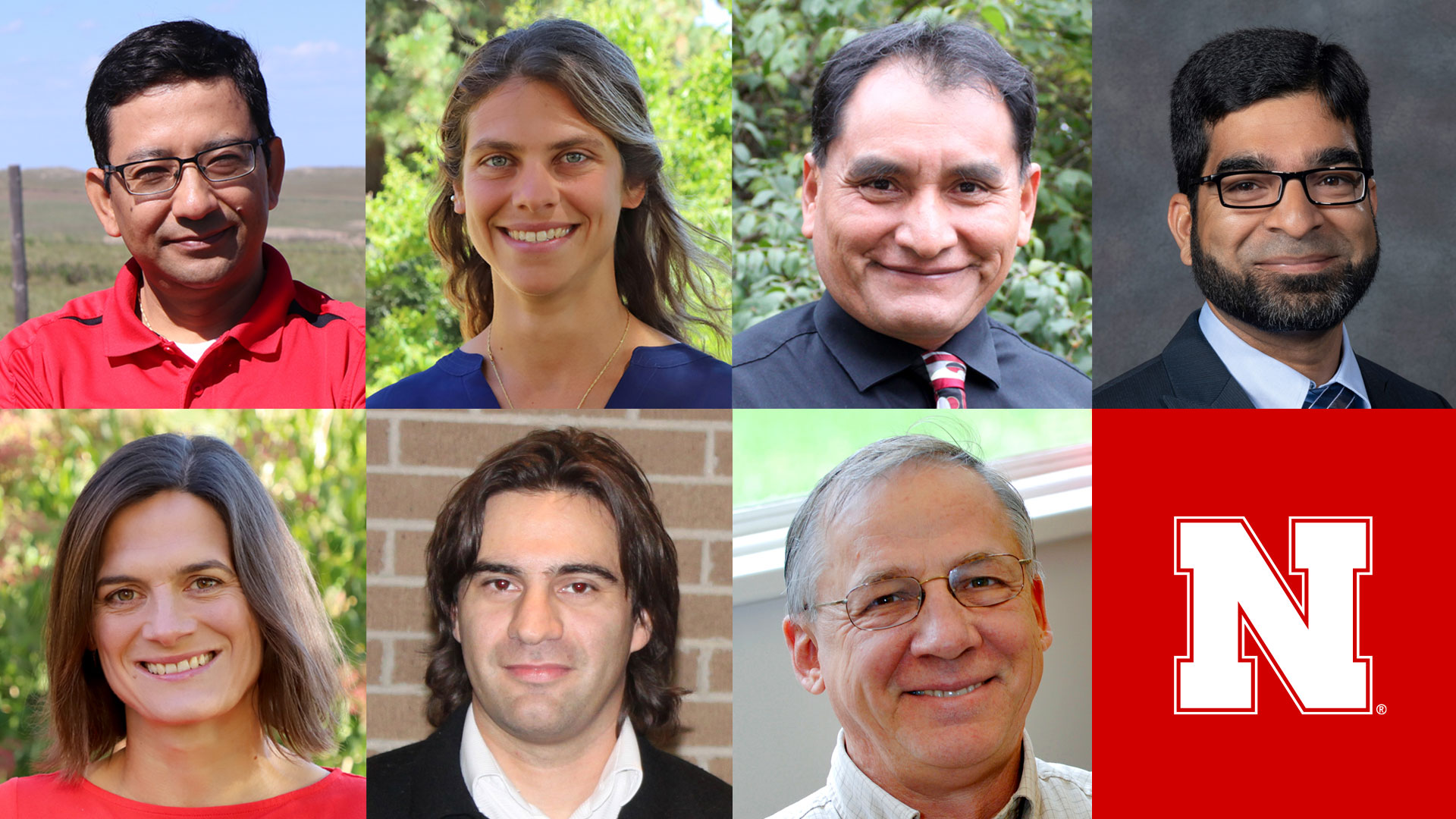 Agronomy and Horticulture faculty including Bijesh Maharjan (top, from left), Laila Puntel, Humberto Blanco, Javed Iqbal, Katja Koehler-Cole (bottom, from left), Patricio Grassini and Charles Wortmann will present at the 2021 Soil School.