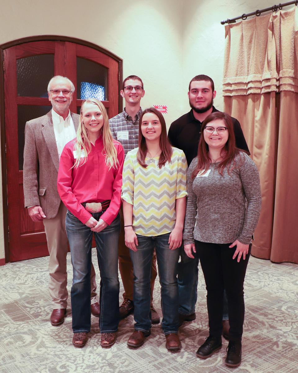Range Club advisor and agronomy professor Walt Schacht (back row, from left), with club members Ethan Freese and Nick Sanders and Michaela Cunningham (front row, from left), Asha Sheideler and Renfro.