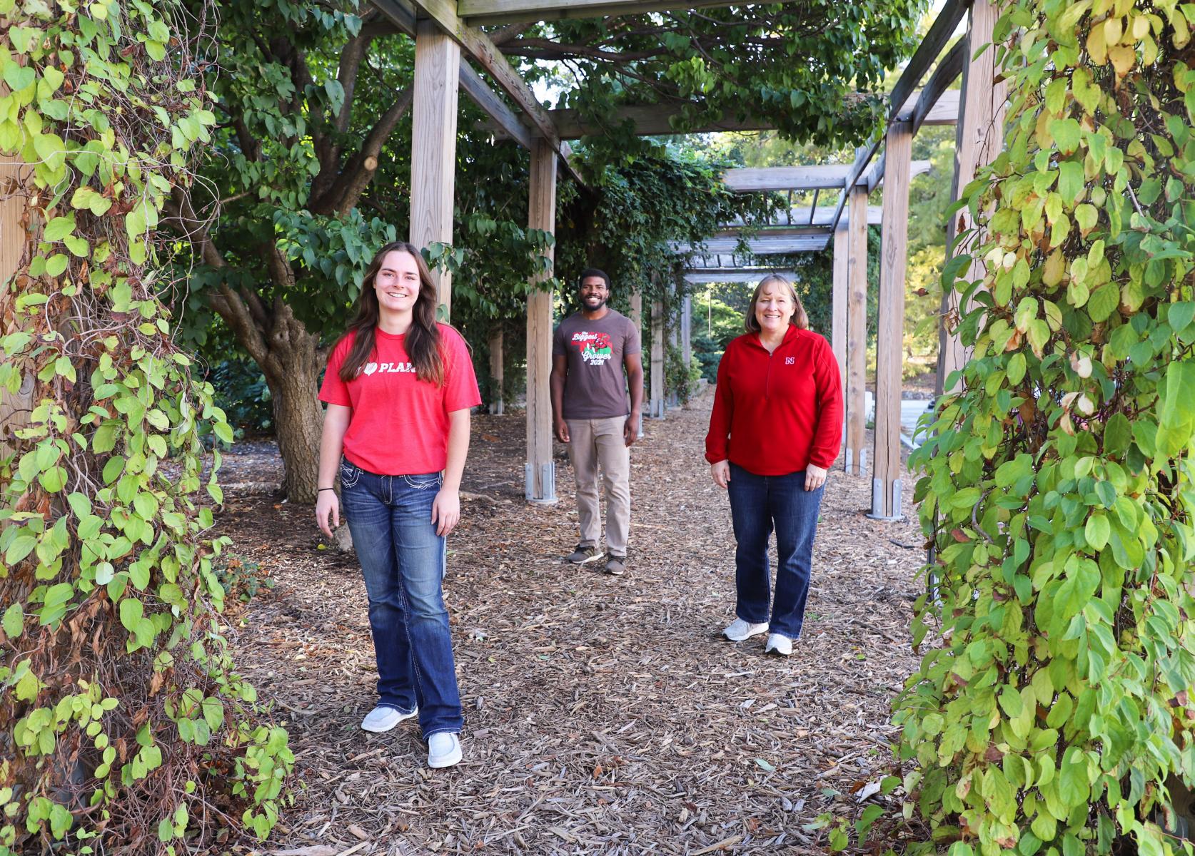 
Department of Agronomy and Horticulture undergraduate student services team includes, from left, Taylor Cammack, junior horticulture major and student ambassador, Tai Pleasant, recruiter and Anne Streich, undergraduate advisor.  