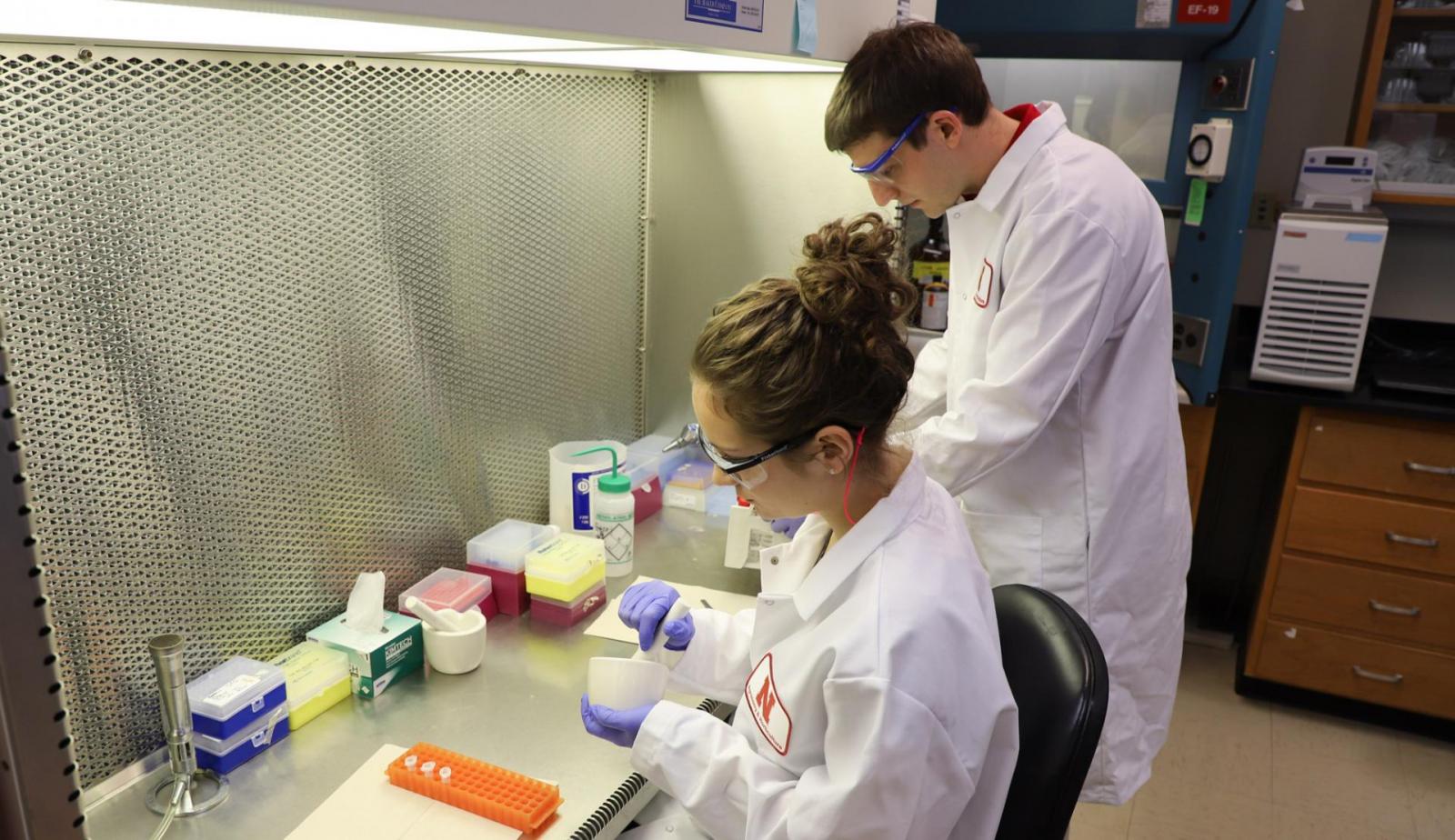 student researchers in lab