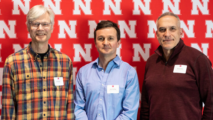 Donald Lee (from left), David Holding and David Lambe are honored at the 2020 Parentsâ Recognition Awards ceremony March 6. Loren Rye | Pixel Lab