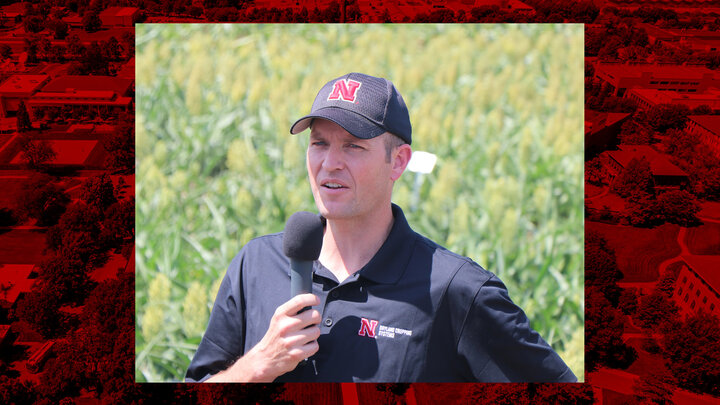 Cody Creech speaks to farmers at a recent High Plains Ag Lab Field Day
