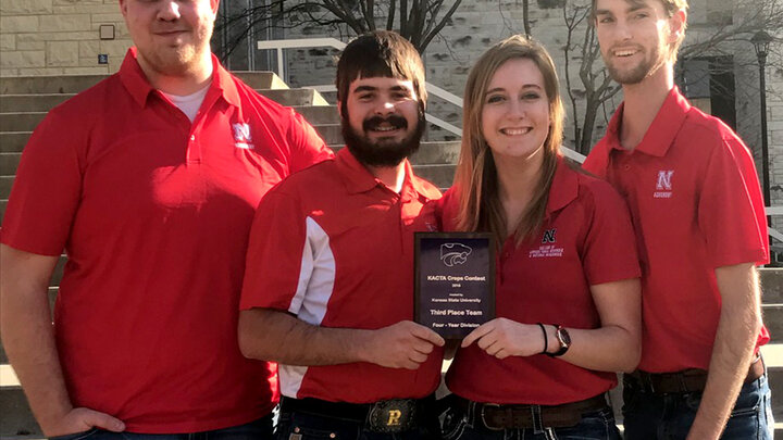 Nebraska's winning team includes agronomy senior Shawn McDonald (left) and agronomy juniors Rodger Farr, Samantha Teten and Kolby Grint.