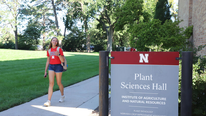 Student near Plant Sciences Hall