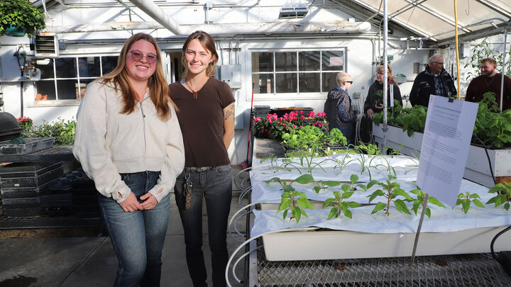 Students in Hydroponics for Growing Populations: (From Left) Caitlin DeCoster and Sara May