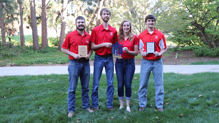 Nebraskaâs scoring team included Rodger Farr, left, Kolby Grint, Samantha Teten and Justin Zoucha.