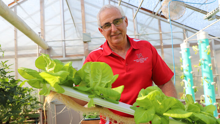 Stacy Adams with hydroponics