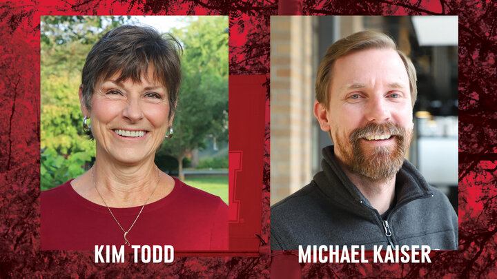 Kim Todd, left, and Michael Kaiser were honored for their outstanding support to students with Family and Friends Awards.