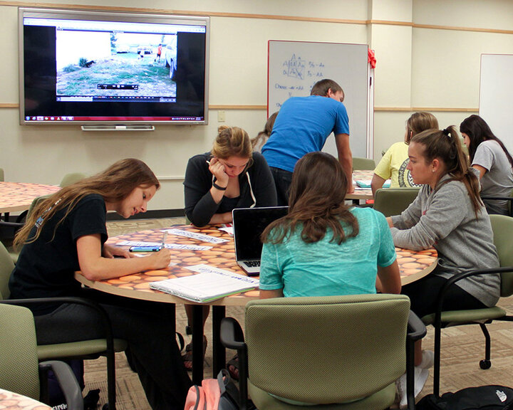 students in Goodding Center
