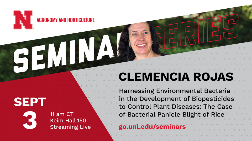 Seminar announcement with speaker Clemencia Rojas, Sept 3, 11 am CT, Keim Hall 150, streaming live.