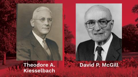 Theodore Alexander Kiesselbach, left, and David P. McGill receive the 2023 Lifetime Achievement Award