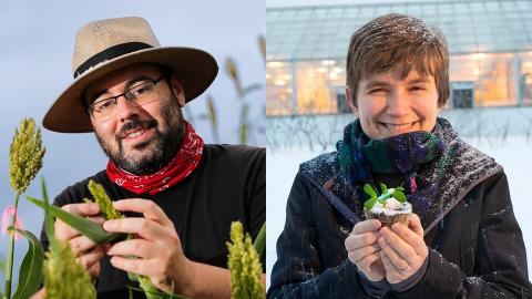 James Schnable (left), Rebecca Roston and their colleagues have developed a machine-learning model that, given just the DNA sequence of a single plant species, can predict how another's genes will turn off and on in the face of freezing temperatures.