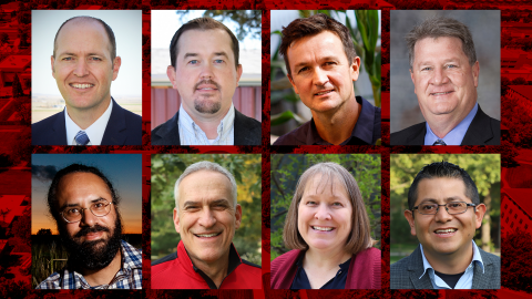 Nine Agronomy and Horticulture faculty have received promotion and/or tenure including Cody Creech (from top left), Mitchell Stephenson, David Holding, Daren Redfearn, Harkamal Walia (from bottom left), David Lambe, Anne Streich and Juan Diego Hernandez-Jarquin. Vikas Belamkar is not pictured.  