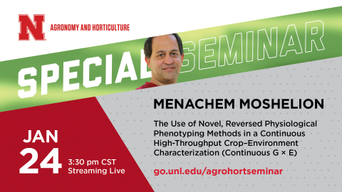 The Department of Agronomy and Horticulture will host a special seminar featuring guest speaker Menachem Moshelion Jan. 24.