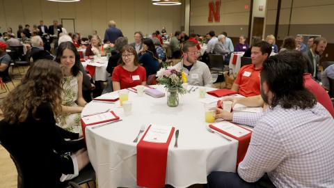 Students, faculty, staff, emeriti, alumni, industry leaders and guests attend the Agronomy and Horticulture Spring Banquet on April 17 in the Nebraska East Union.