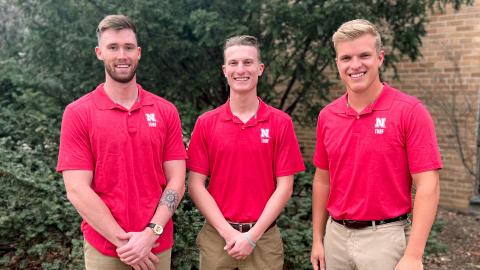 Nebraska turfgrass and landscape management majors Benjamin Toalson (from left), Eric Kovarik and Jacob Ocholik took 14th place at the 28th Annual Collegiate Turf Bowl competition Feb. 10.