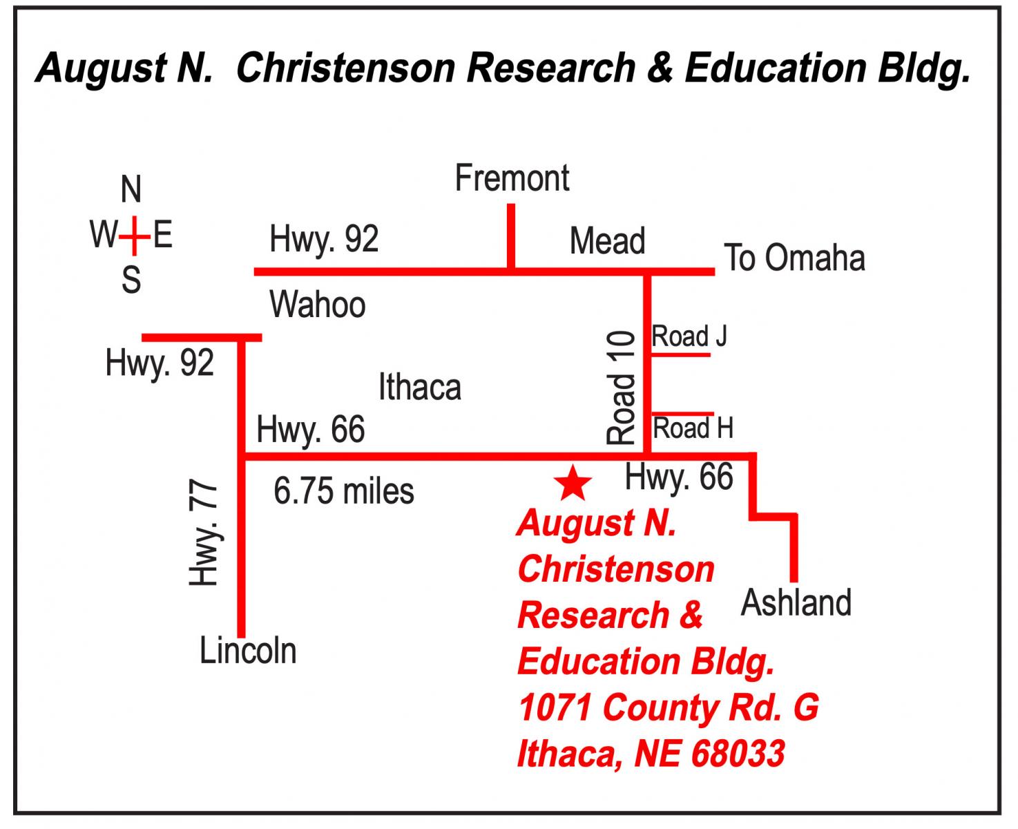 Map to ENREC near Ithaca, Nebraska